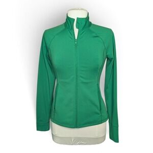 Girlfriend Collective Fitted Athletic Full Zip Jacket Top Green Medium